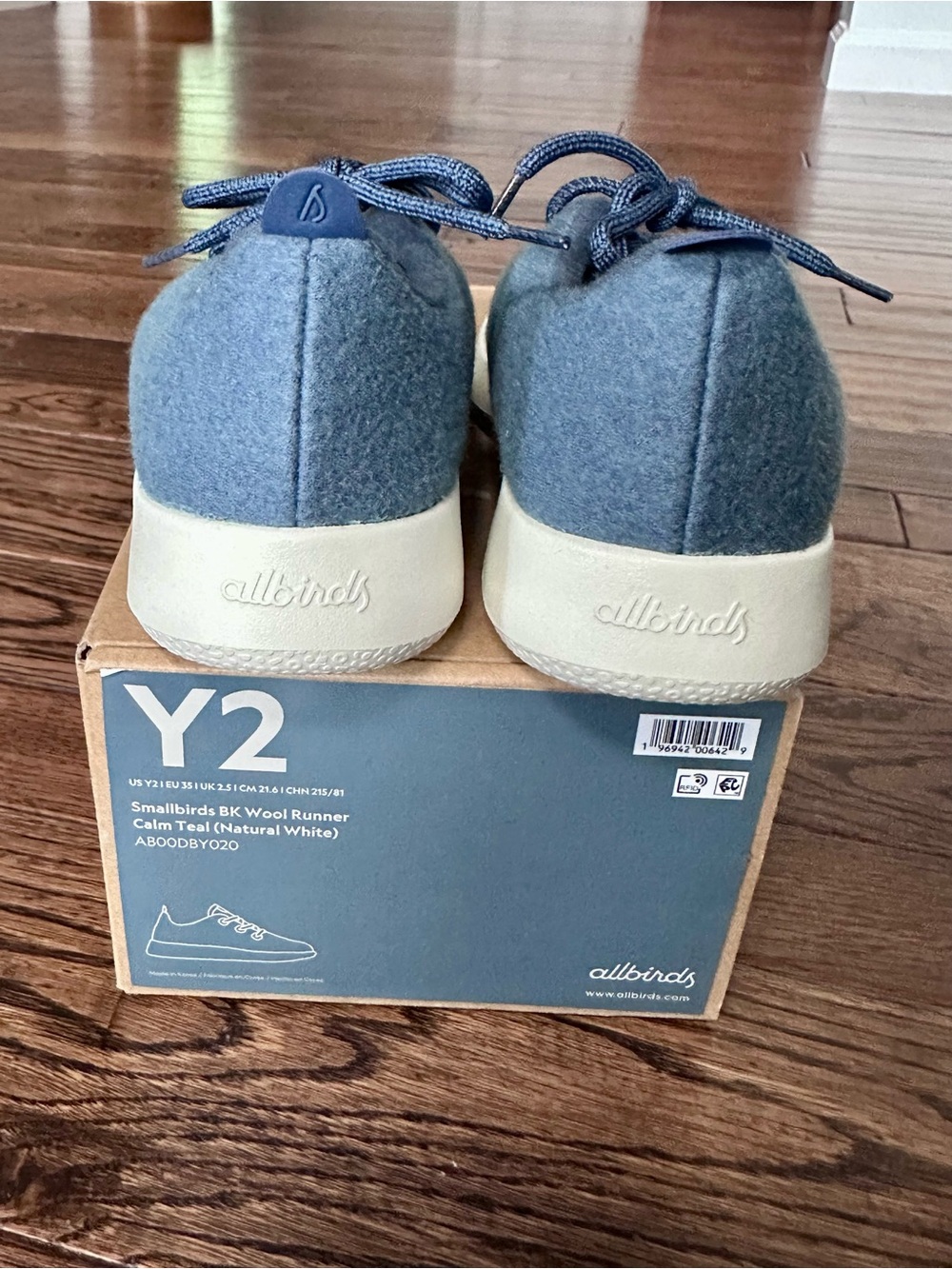 NIB Allbirds Kids Wool Runner - Calm Teal Blue - Size 2 (youth 2) - Picture 3 of 7